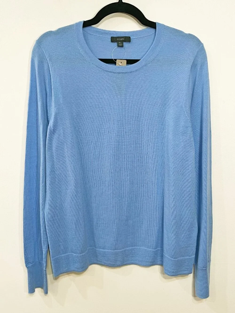 New J.Crew 100% Merino Wool Crewneck Sweater Cornflower Blue XL